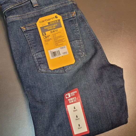 Carhartt Jeans Womens Rugged Flex Slim Fit Denim BD4976-W Size 4 Short NEW NWT - Picture 2 of 11